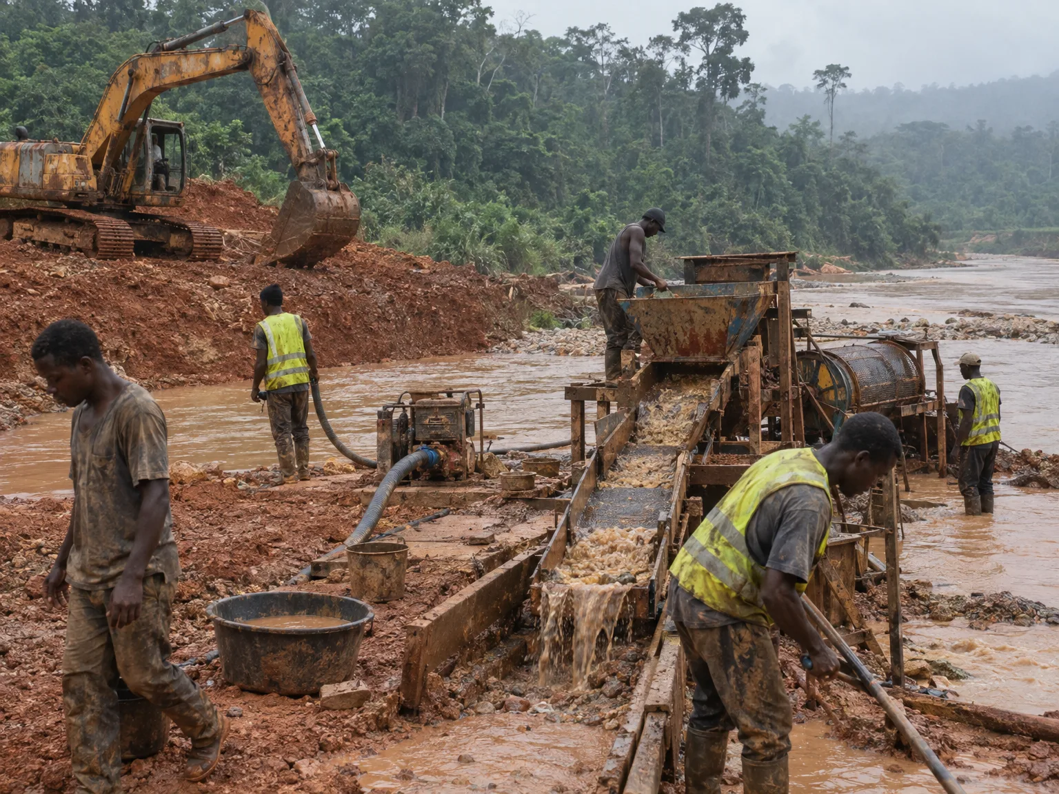 Alluvial gold site in Liberia