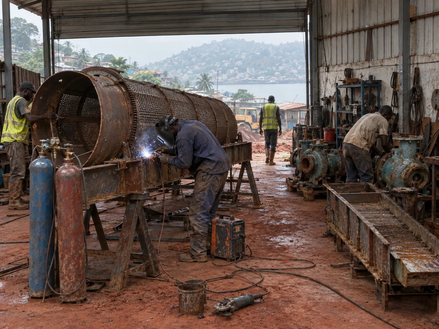 Trommel wash plant in the Freetown workshop