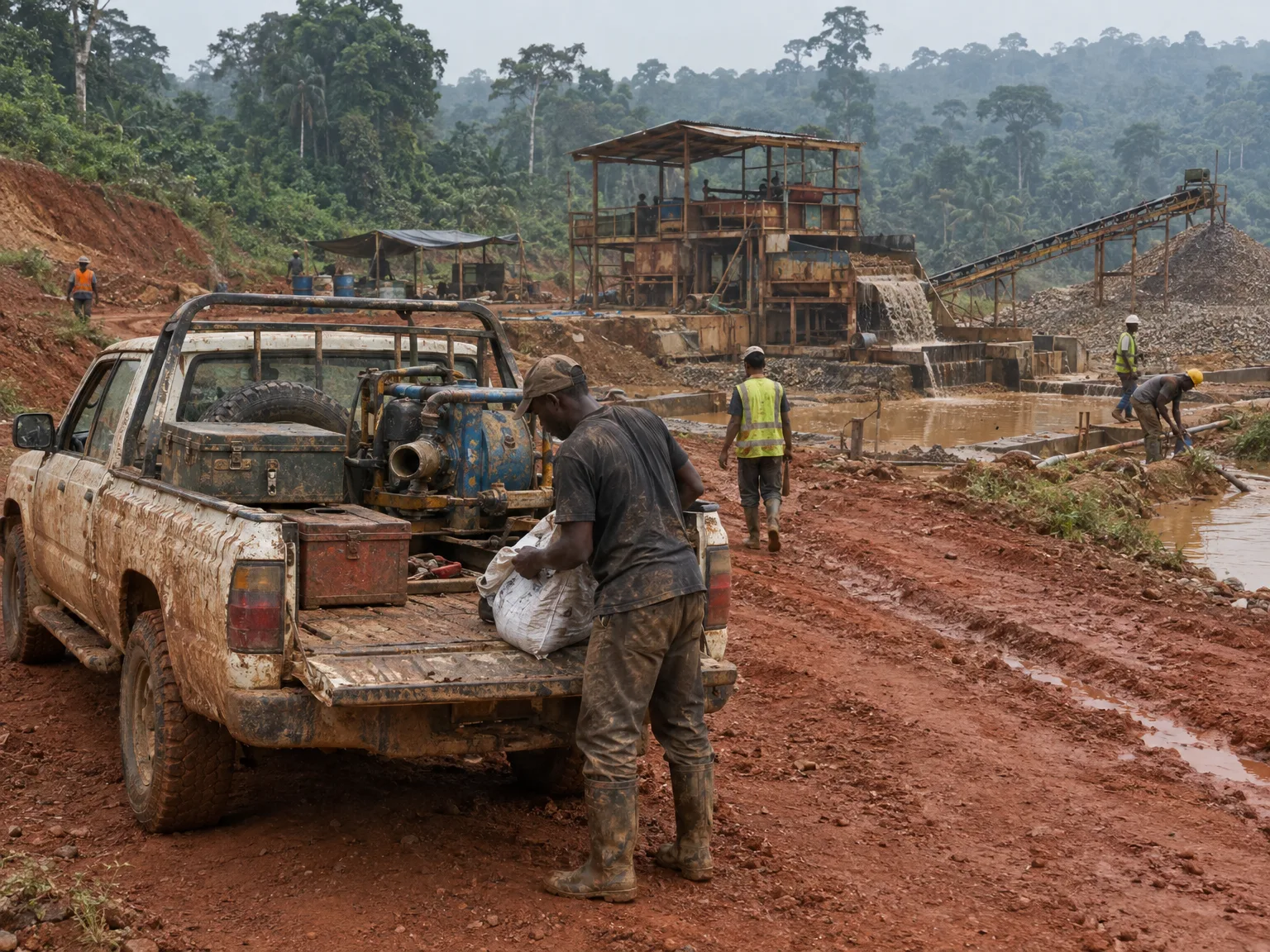 Service truck arriving at a remote mine site
