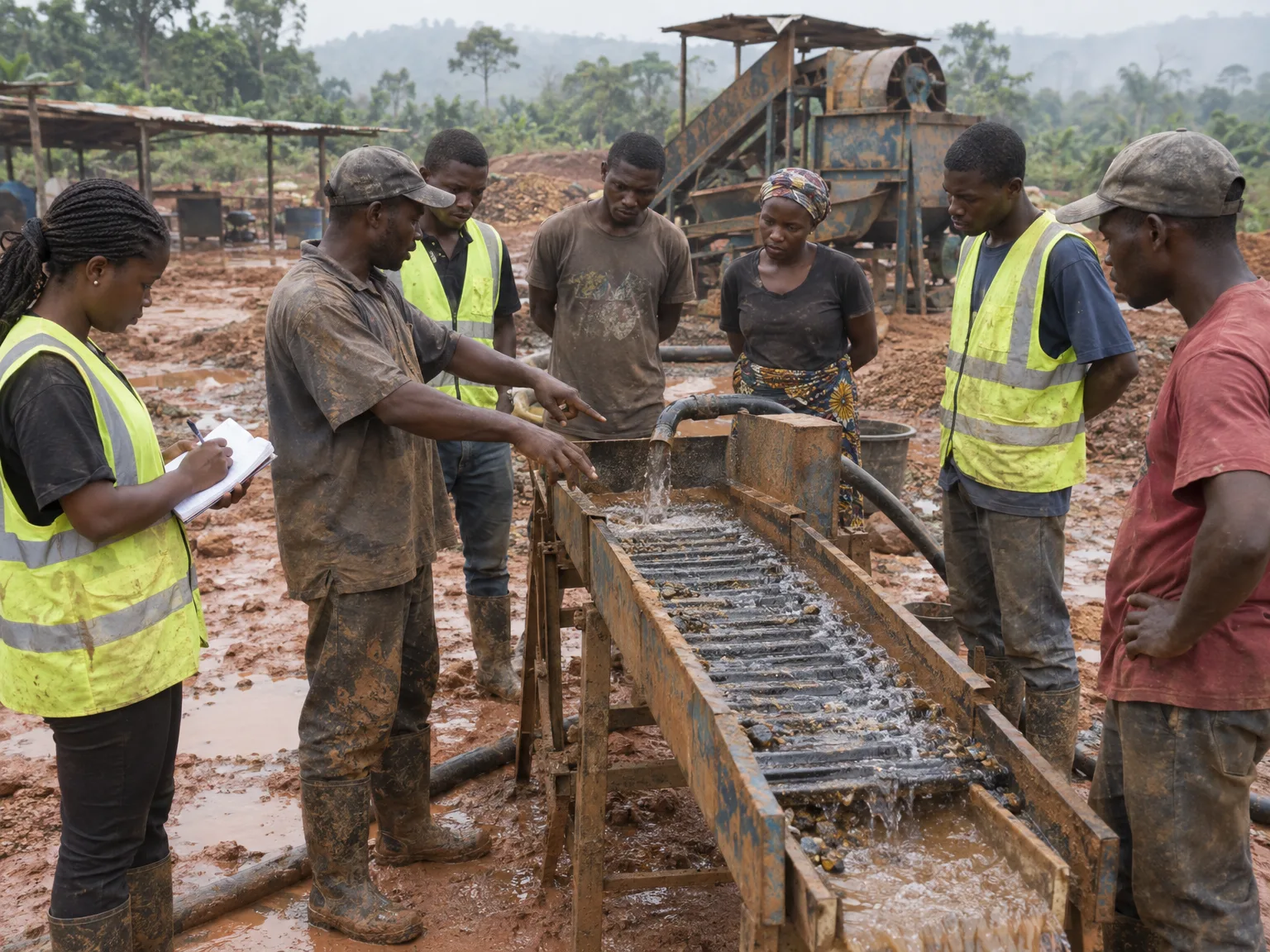 Training group in front of a wash plant
